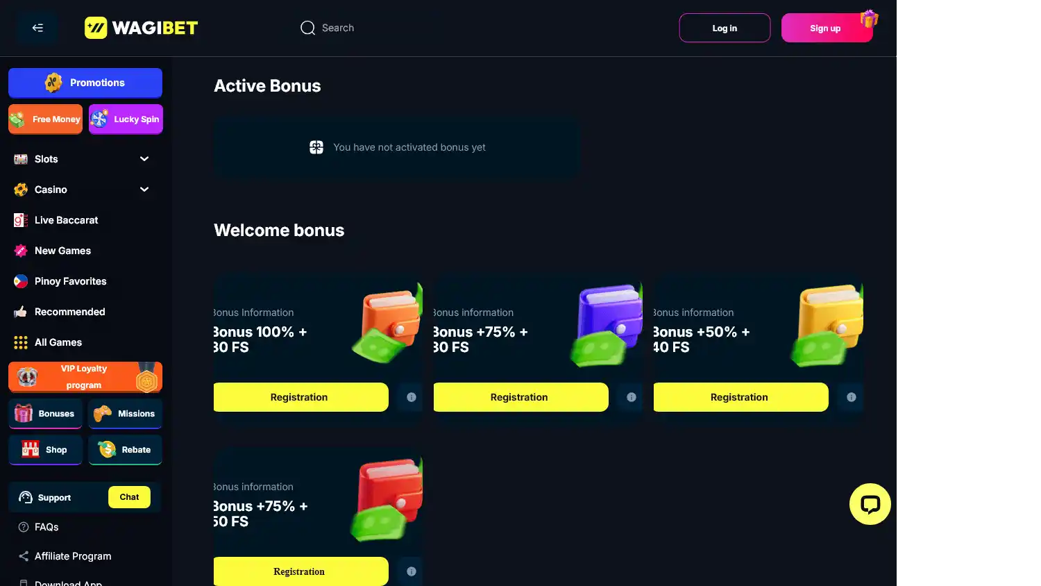 Wagibet Casino Screenshot